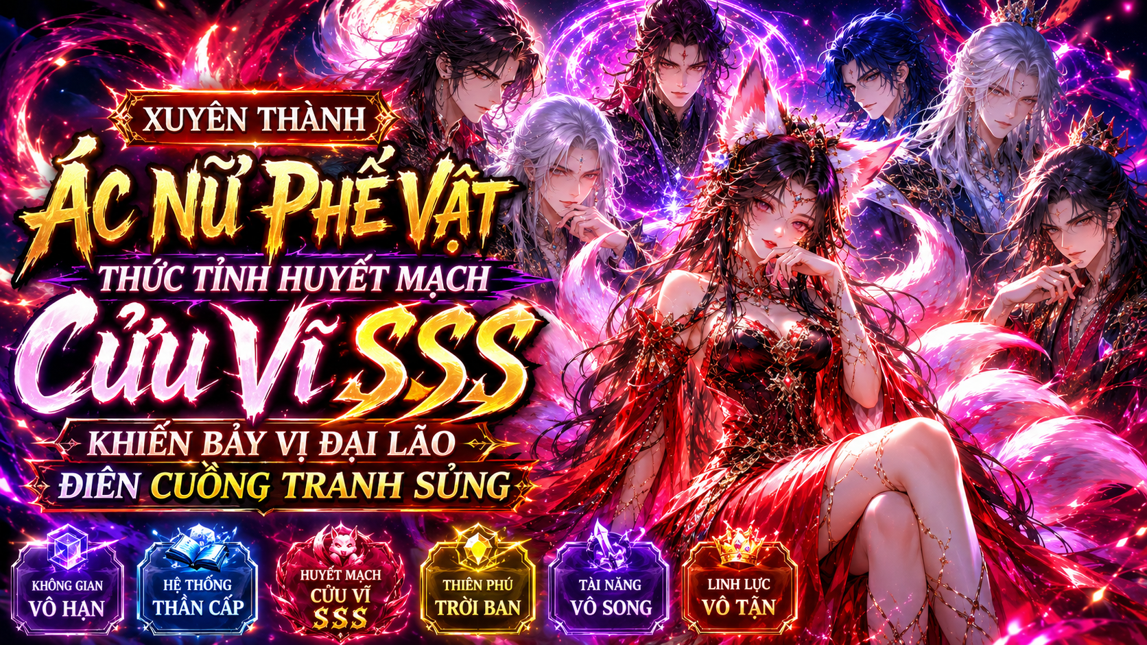 Xuyên Thành Ác Nữ Phế Vật Thức Tỉnh Huyết Mạch Cửu Vĩ SS Khiến Bảy Vị Đại Lão Điên Cuồng Tranh Sủng thumbnail
