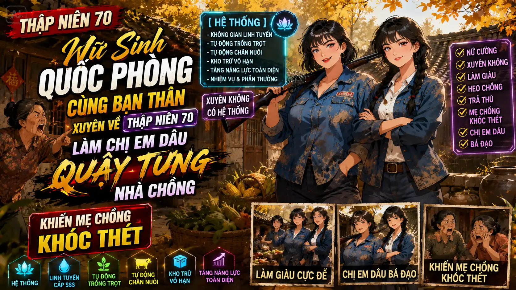 NỮ SINH QUỐC PHÒNG CÙNG BẠN THÂN XUYÊN VỀ THẬP NIÊN 70 LÀM CHỊ EM DÂU QUẬY TUNG NHÀ CHỒNG thumbnail